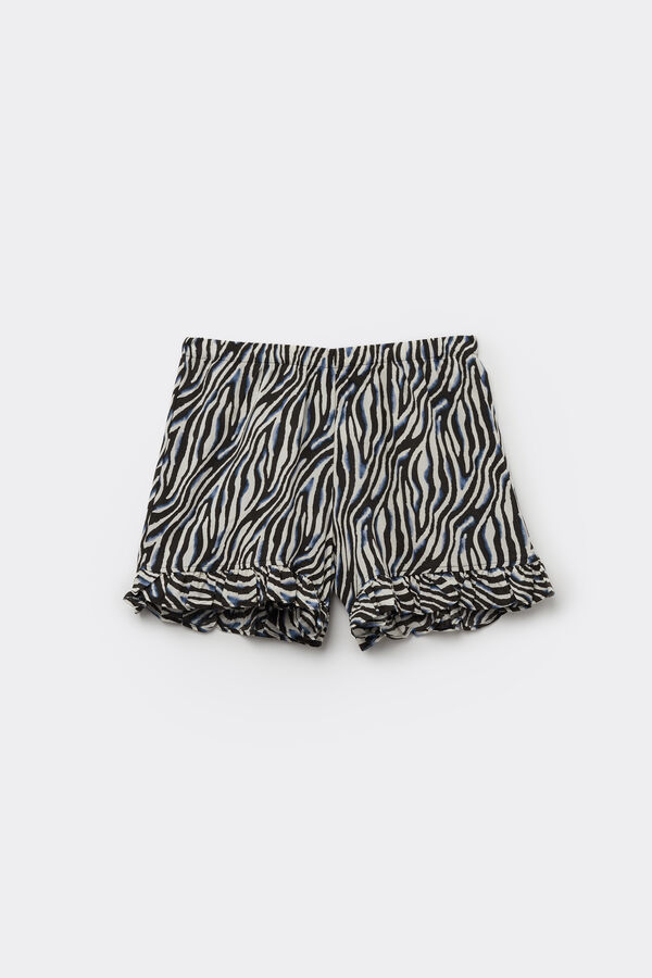 Viscose Canvas Shorts with Frill  