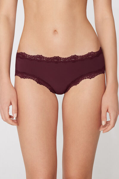 Brazilian-Culotte aus recycelter Mikrofaser und Spitze