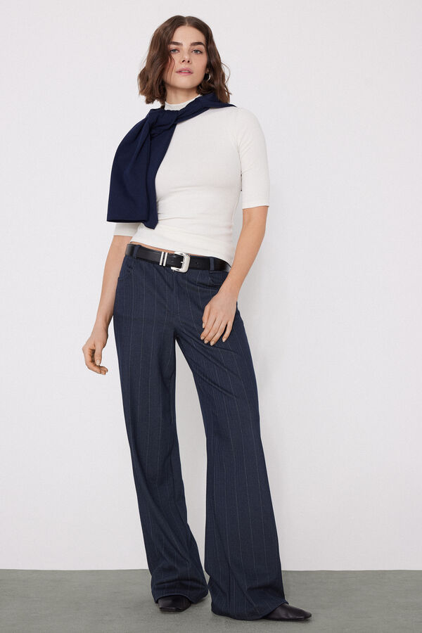 Denim-Effect Palazzo Trousers  