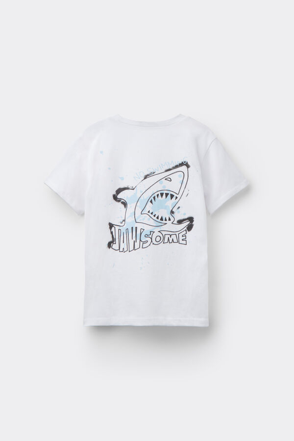 T-Shirt Bimbo Girocollo Cotone con Stampa  