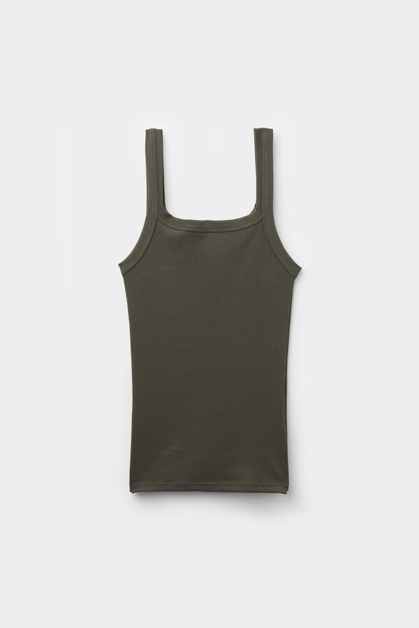 Square Neck Ribbed Cotton Camisole  