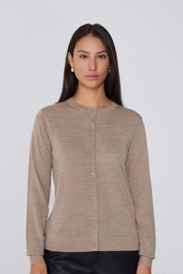 Schwerer Cardigan mit Kn&ouml;pfen aus 100% Merinowolle  