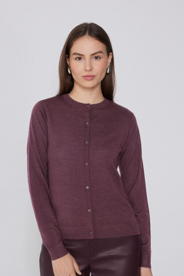 Schwerer Cardigan mit Kn&ouml;pfen aus 100% Merinowolle  