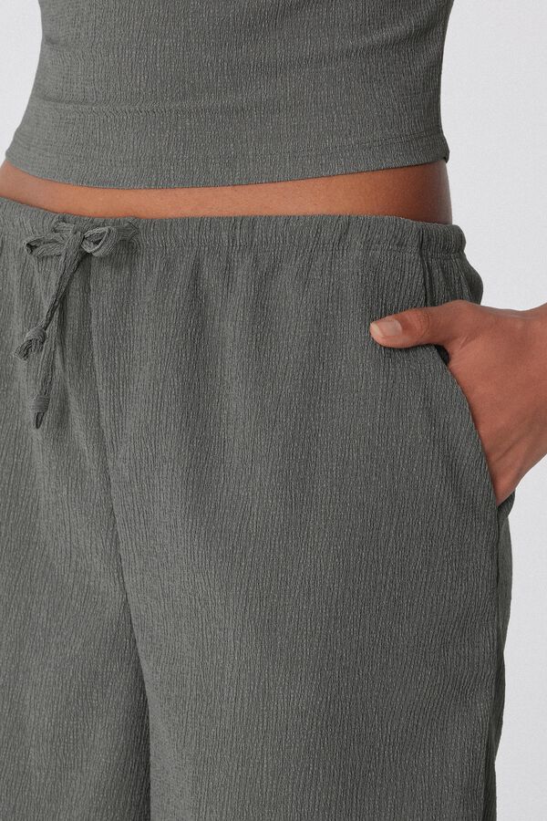 Crepe-Effect Shorts with Drawstring  