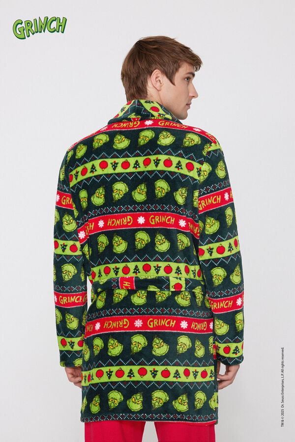 Christmas Grinch Light Fleece Dressing Gown  