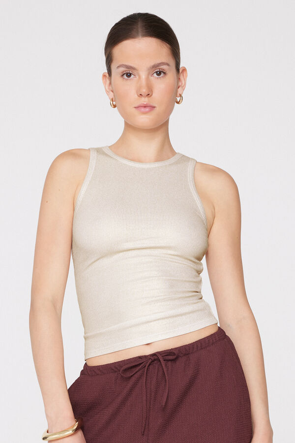 Metallic-Effect Halterneck Camisole  