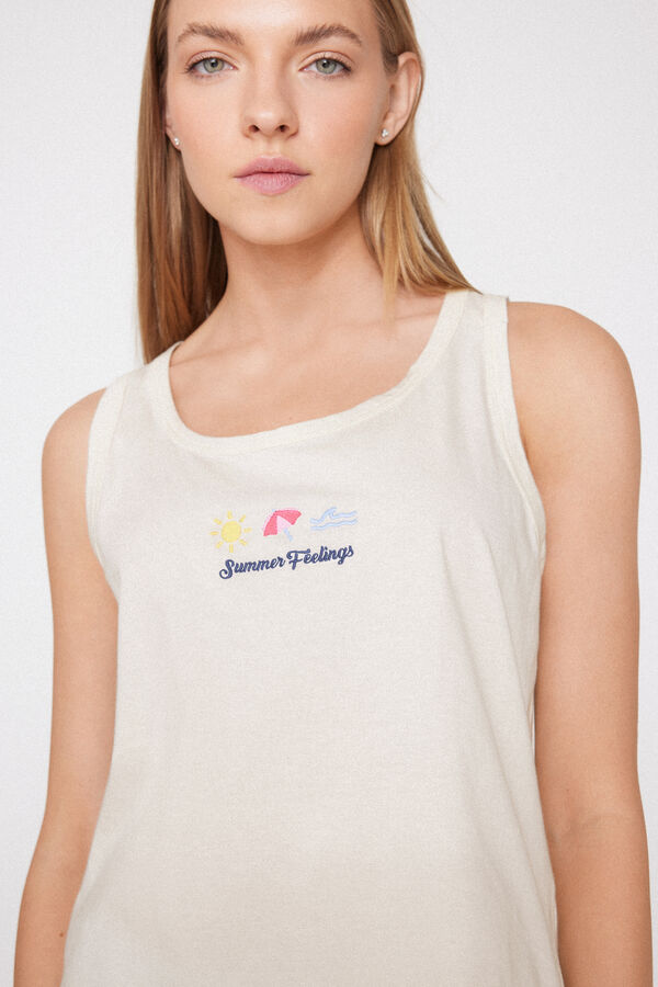 Plain Colour Cotton Camisole with Wide Shoulder Straps  