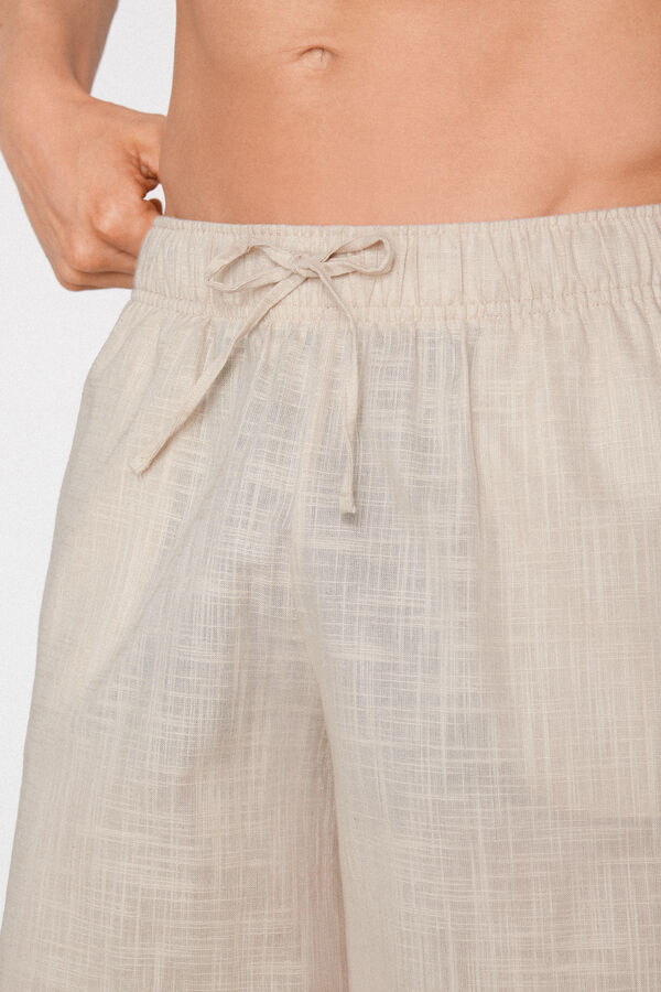 Short en Toile de Coton Effet Lin  