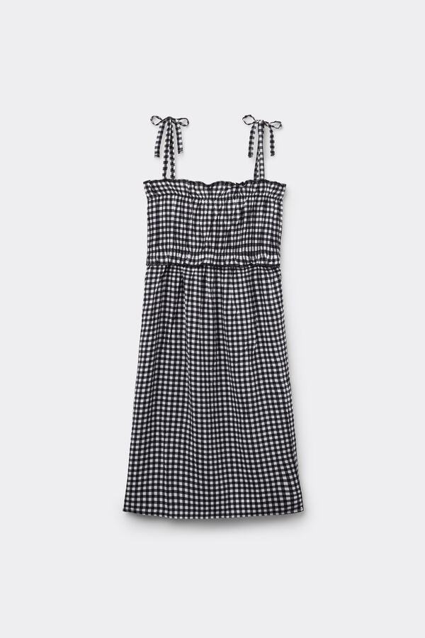 Robe Bretelles Fines Avec Fronces Toile Viscose Petite Fille  