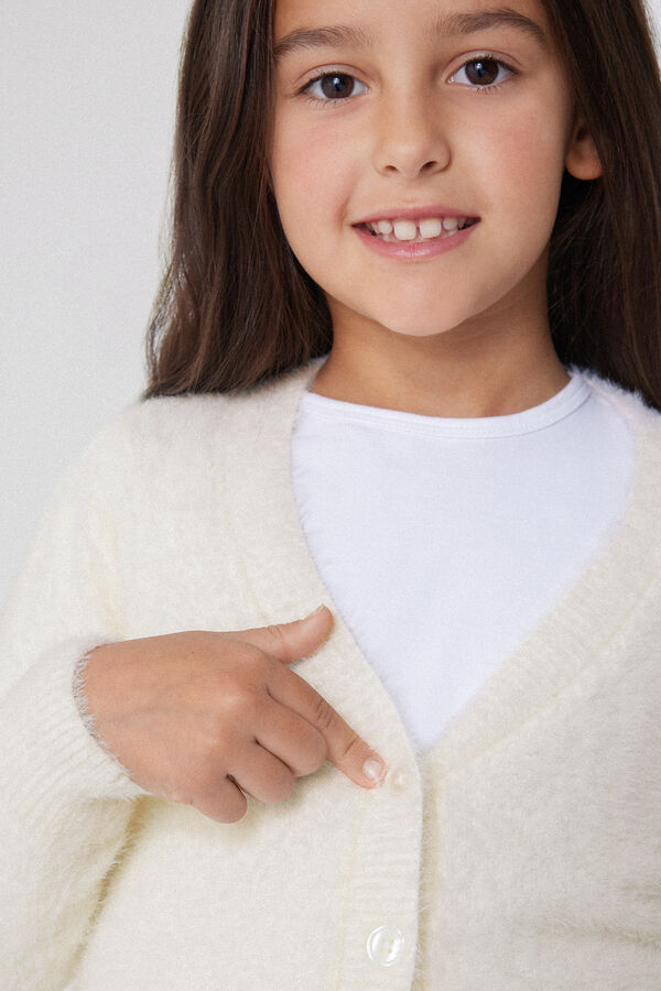 Cardigan Col en V en Fourrure  