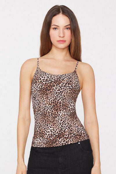 Canotta con Reggiseno Spalline Sottili Stampata Natural Lifting 2 in 1