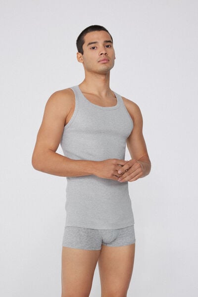 Men's Cotton Ribbed Tank Top with Wide Shoulder Straps