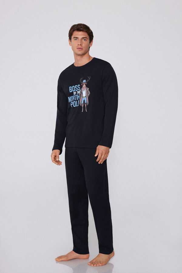 Lange Pyjama van Katoen met Rendierprint  