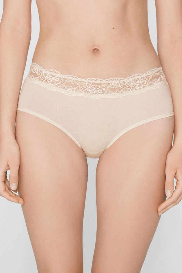 Culotte em Algod&atilde;o com Renda Reciclada  