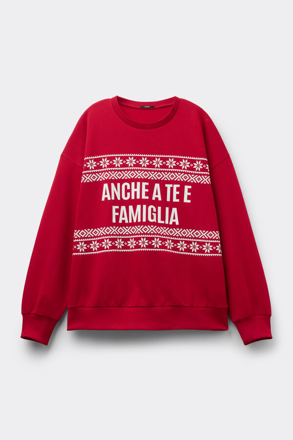 Felpa Girocollo con Fantasia Natalizia Unisex  