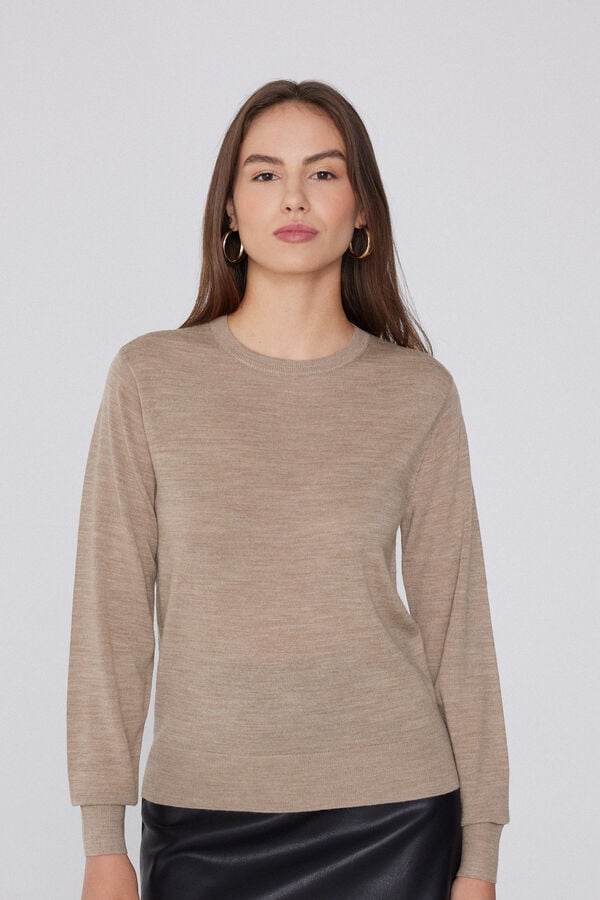 Schweres Rundhalsoberteil aus 100% Merinowolle  