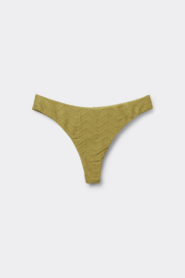 Olive Green Rounded High-Cut Brazilian Bikini Bottoms  