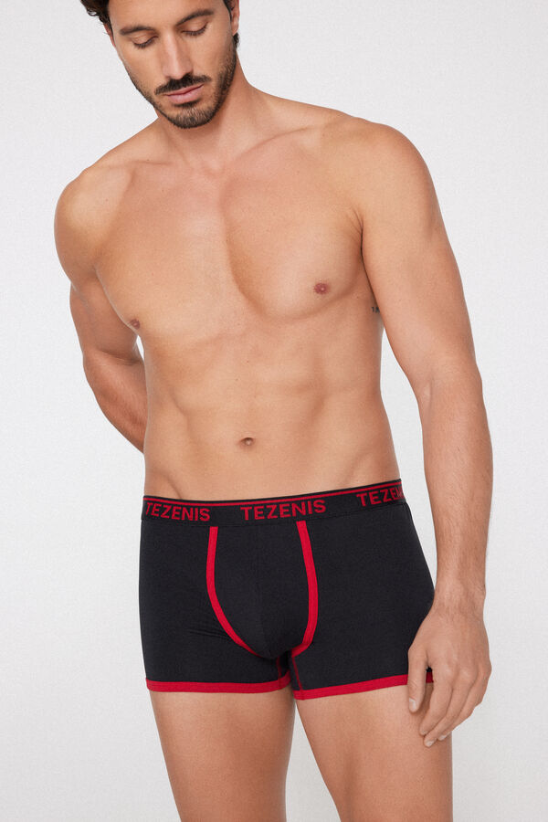 Boxers de algod&atilde;o com orlas contrastantes  