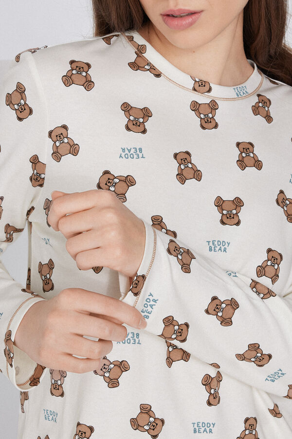 Pigiama Lungo Cotone Stampa Teddy Bear  