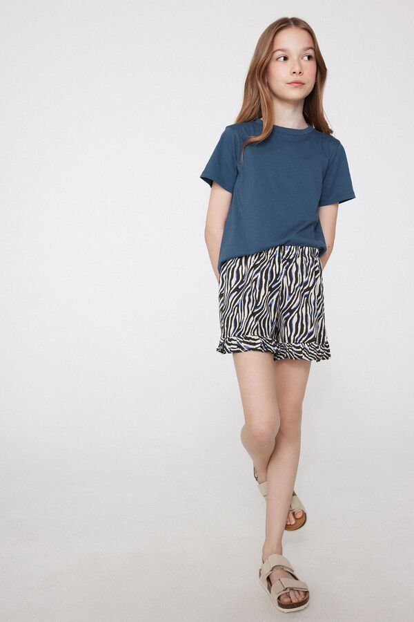 Viscose Canvas Shorts with Frill  