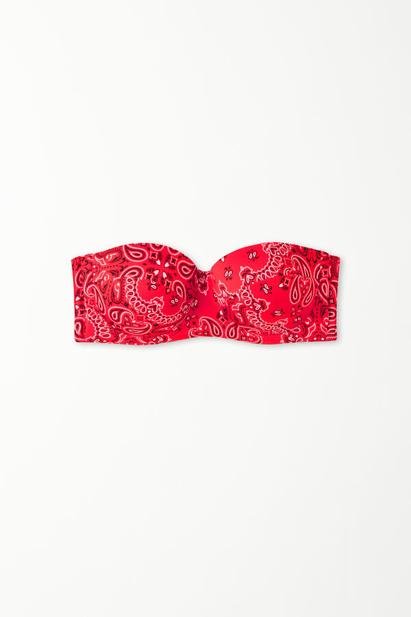 Red Bandana Family Padded Bandeau Bikini Top  