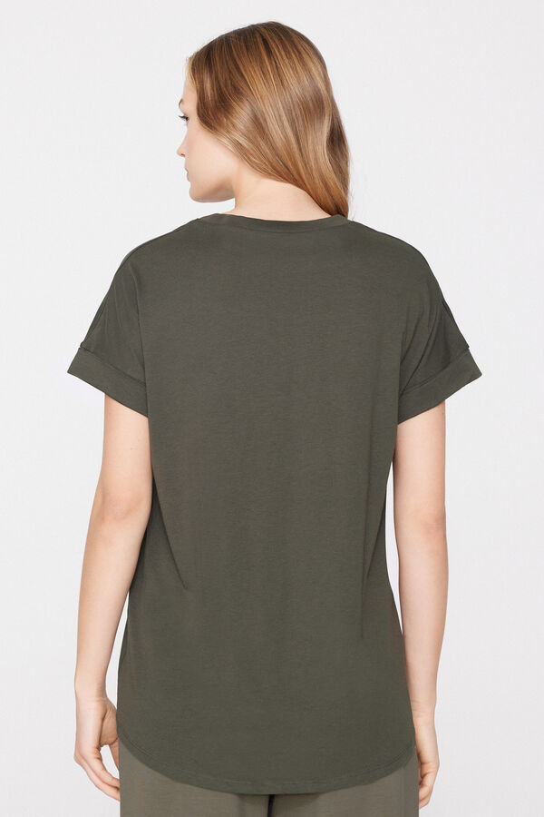 Cotton T-Shirt with Kimono Turn-Up  