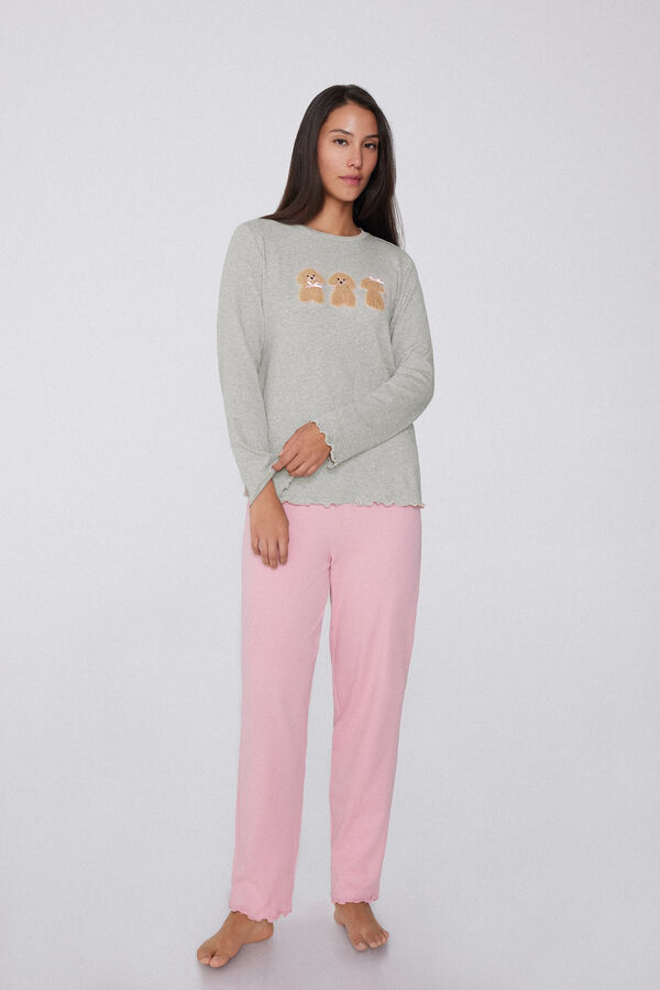 Long Heavy Cotton Pyjamas with Dog Patch  