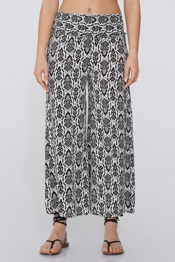 Stitched-Smock Canvas Cropped Trousers  