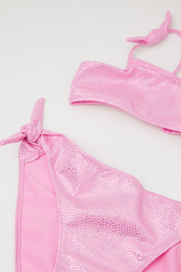 Biqu&iacute;ni Brassi&egrave;re com Cuecas Menina Bolinhas Prateado  
