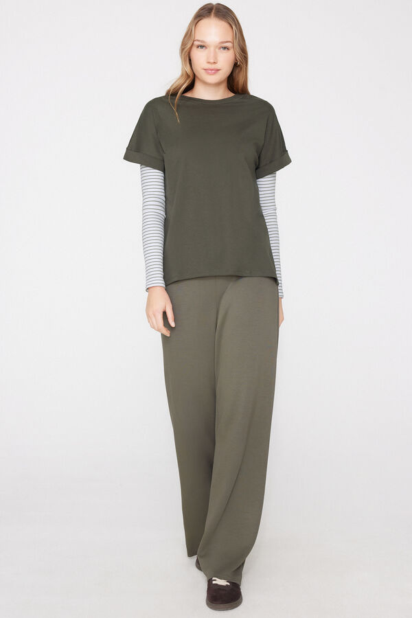 Cotton T-Shirt with Kimono Turn-Up  