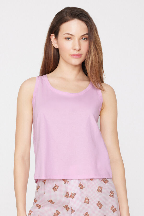 Plain Colour Cotton Camisole with Wide Shoulder Straps  