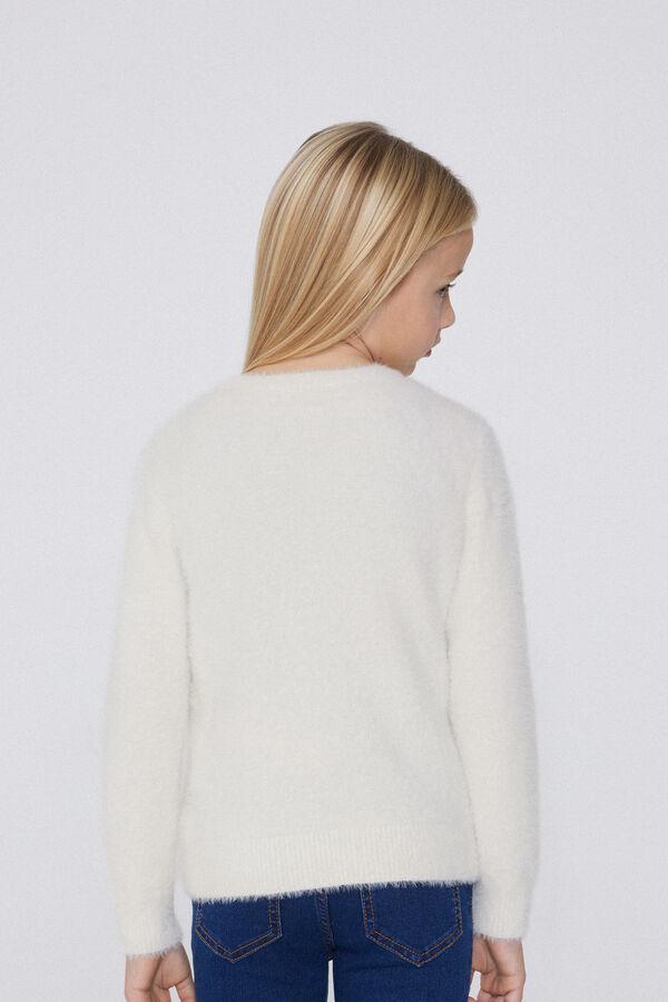 Pull Col Rond en Fourrure  