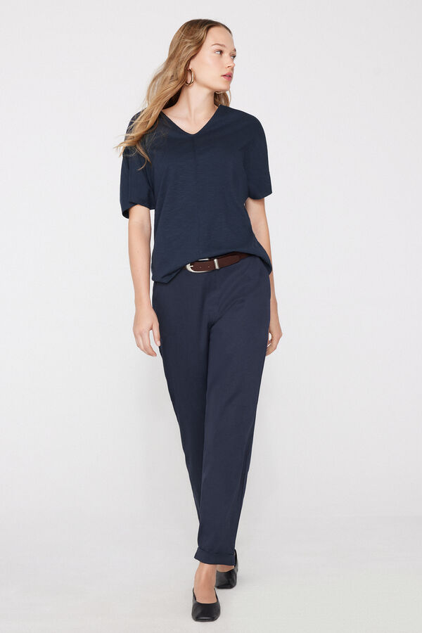 100% Slub Cotton V-Neck T-Shirt  