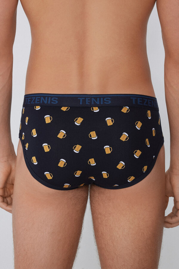 Printed Cotton Bikini Bottoms with Logo  