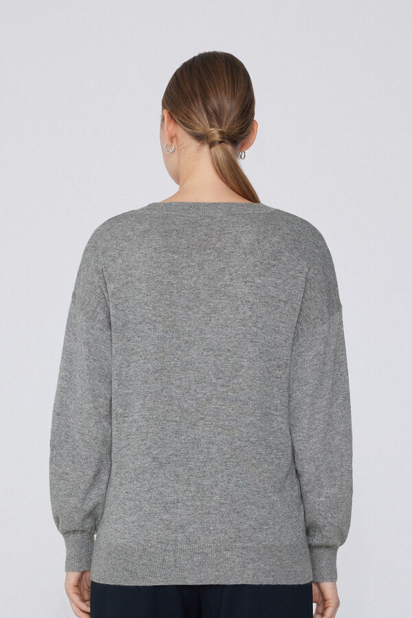 Langarm-Cardigan mit Kn&ouml;pfen und Wolle  