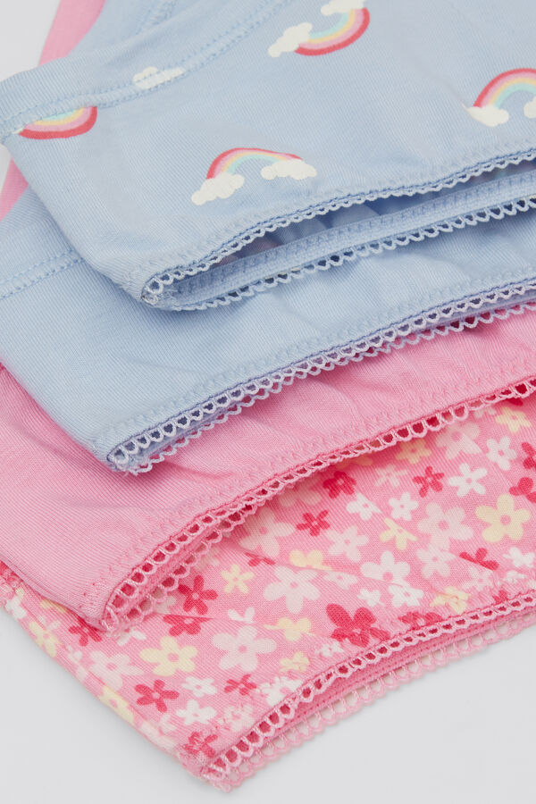 4 Cuecas Menina em Algod&atilde;o Estampado  