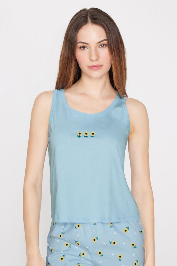 Plain Colour Cotton Camisole with Wide Shoulder Straps  