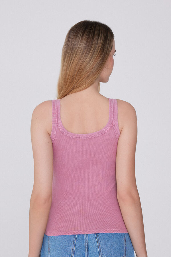 Faded Ribbed Camisole with Wide Shoulder Straps  