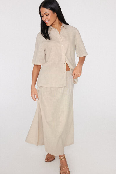 Camicia Mezza Manica 100% Cotone Effetto Lino