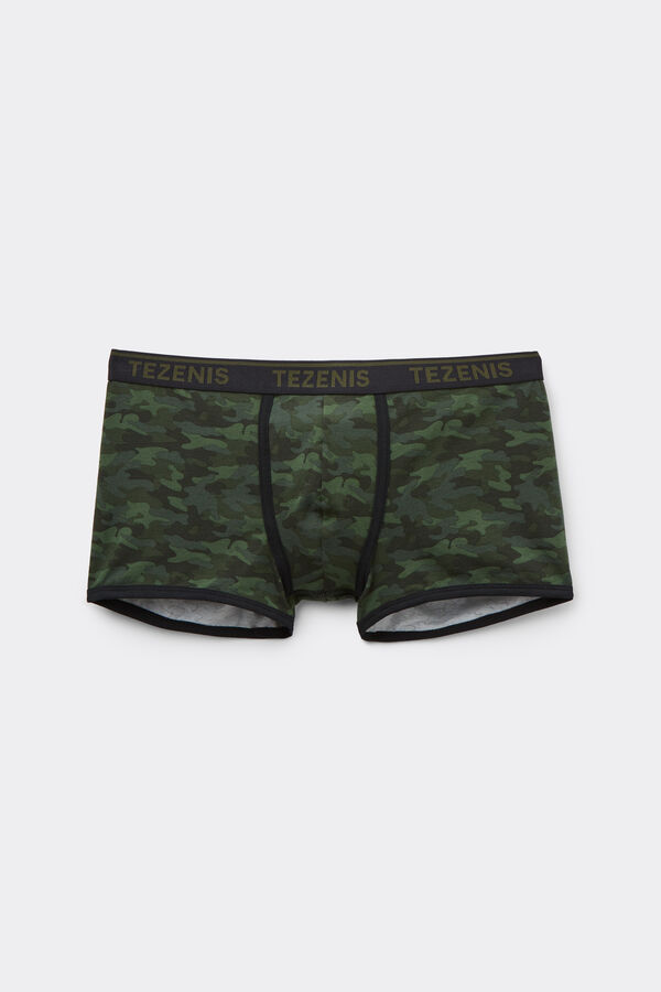 Printed Cotton Boxers with Contrasting Trim and Logo  