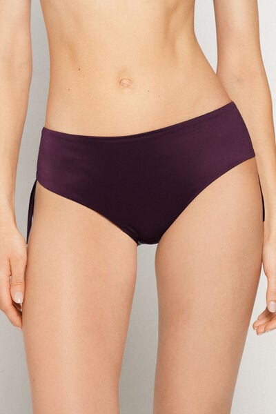 Hoher Bikinislip mit Raffung Shiny Glam Bordeaux