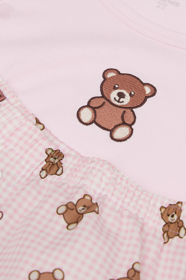 Kurzer M&auml;dchenpyjama aus Baumwolle mit B&auml;rchenprint  
