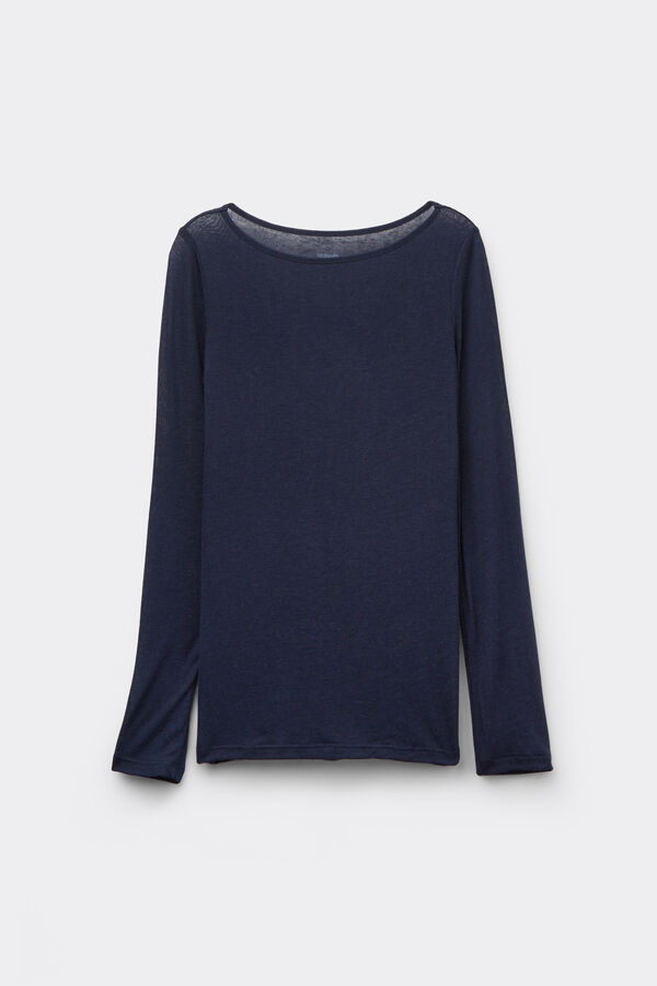 Lightweight Viscose and Merino Wool Boat Neck Top  