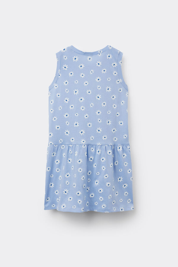 Vestito Spalla Larga in Cotone con Balza Bimba  