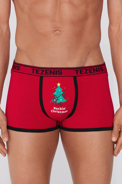 Cotton Christmas-Print Logo Boxers