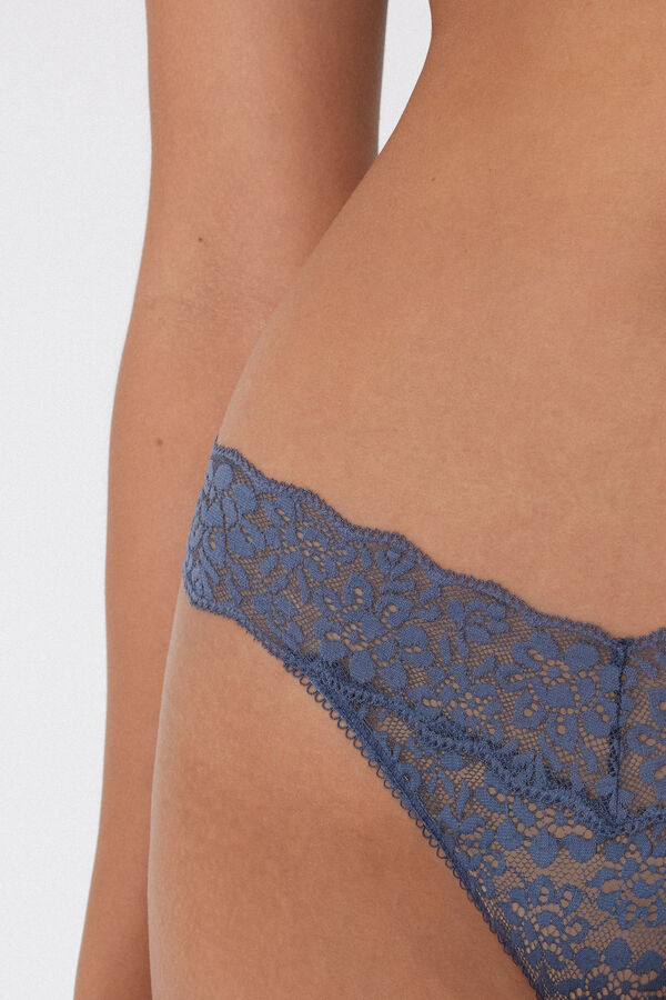 High-Leg Recycled Lace G-String  
