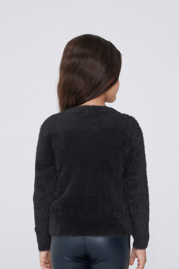 Kunstfell-Cardigan mit V-Ausschnitt  