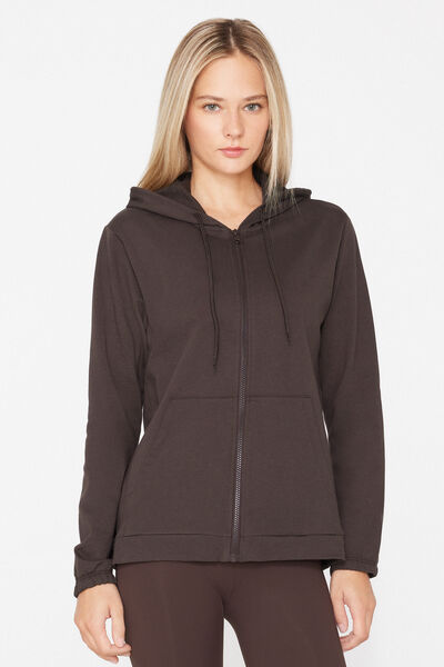 Felpa Leggera Cappuccio con Zip e Coulisse