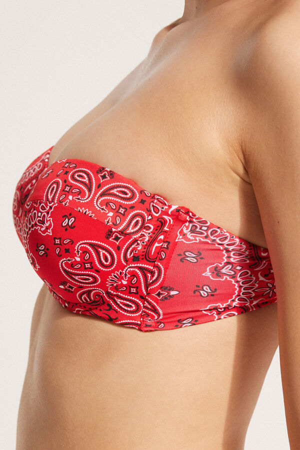 Red Bandana Family Padded Bandeau Bikini Top  