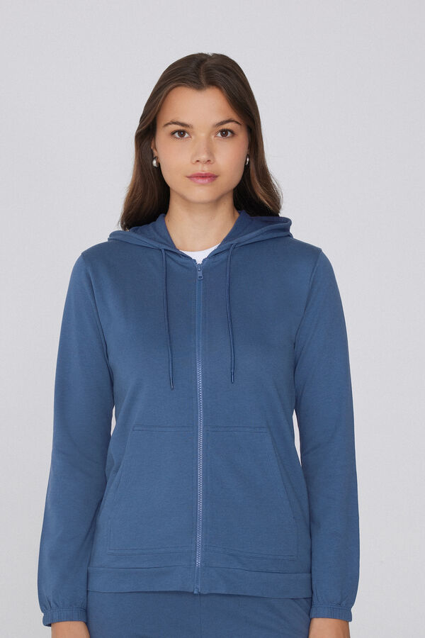 Lightweight Hooded Sweatshirt with Zip and Drawstring  